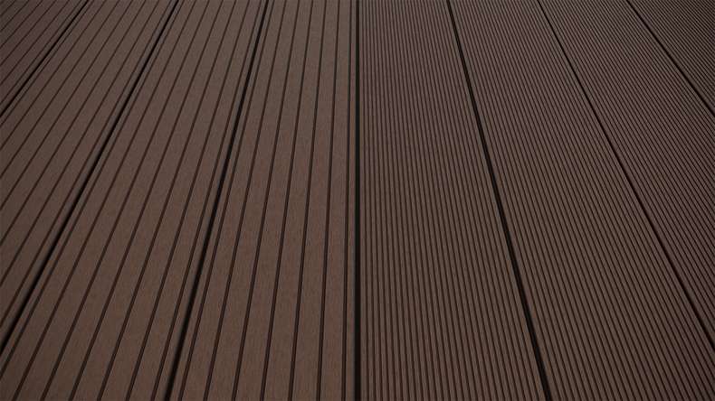 planeo LineWood WPC Pannello per decking solido - marrone scuro 3m scanalato/scanalato