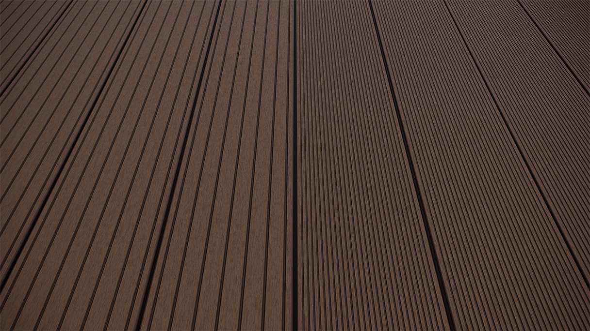 planeo LineWood WPC Pannello per decking solido - marrone scuro 3m scanalato/scanalato