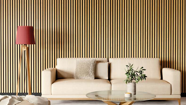 Pannelli acustici Skaben SilentWall Comfort - rovere marrone chiaro - 250 x 30 cm