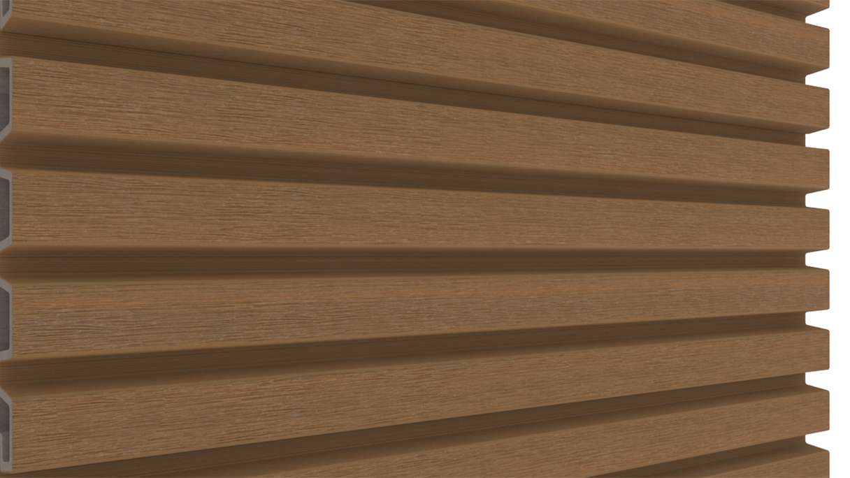 planeo LINEA Slim - Bardage de façade en WPC CoEx « Burma Teak » 2900 x 215 mm