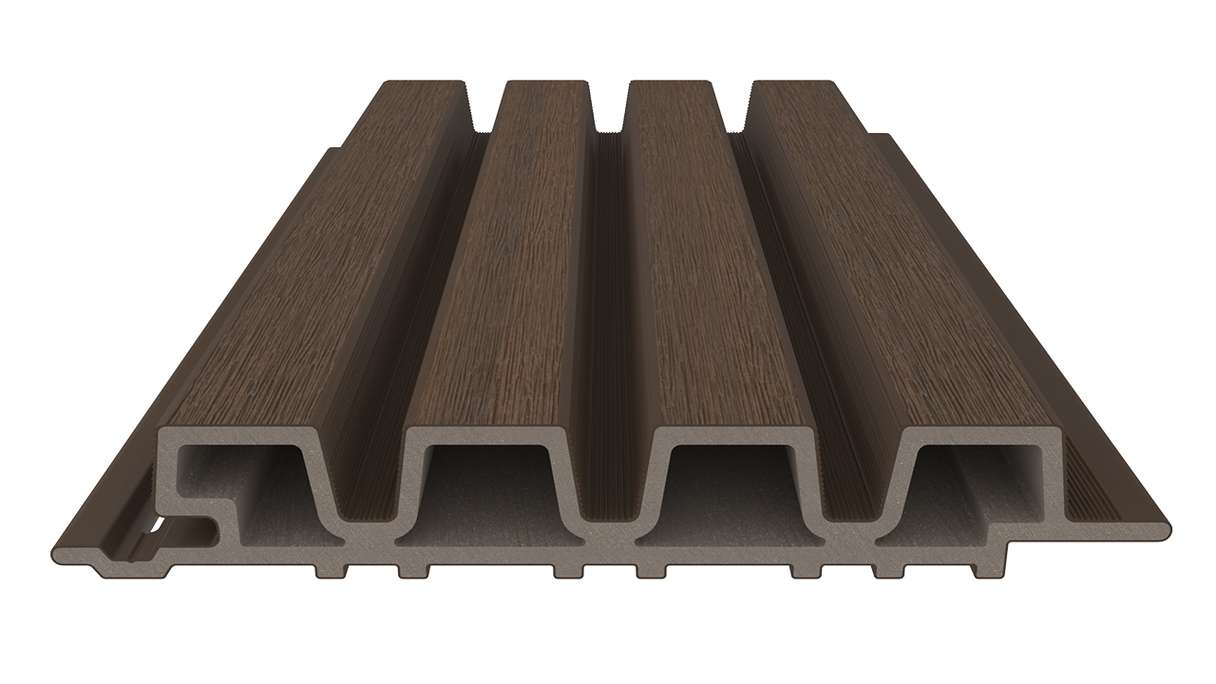 planeo LINEA Slim - Bardage de façade en WPC CoEx, teinte Ipe brun, 2900 x 215 mm