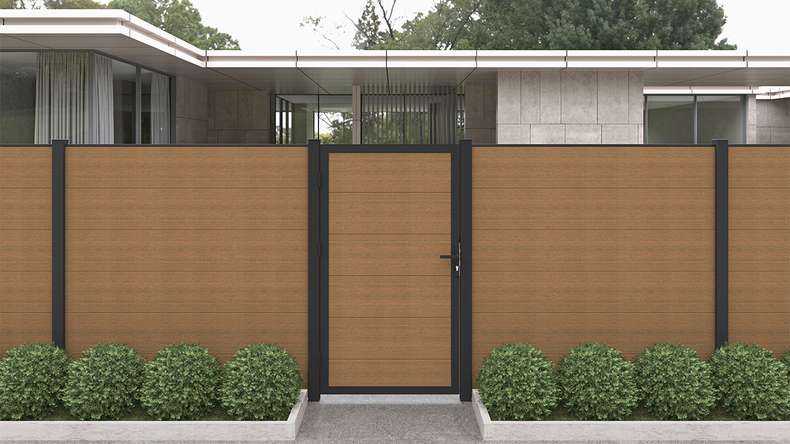 planeo INFINITY XL-Board - WPC CoEx Clôture à emboîter Burma Teck 176 x 183