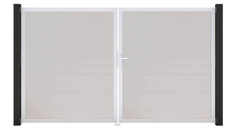 planeo Gardence Simply Small - PVC-Tor 2-flügelig Weiss mit Alurahmen 300 x 180 cm