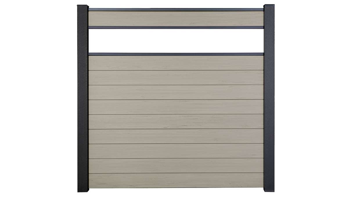 planeo Gardence Strong - BPC-Steckzaun Glas Satiniert Bi-Color Sand 180 x 180 cm