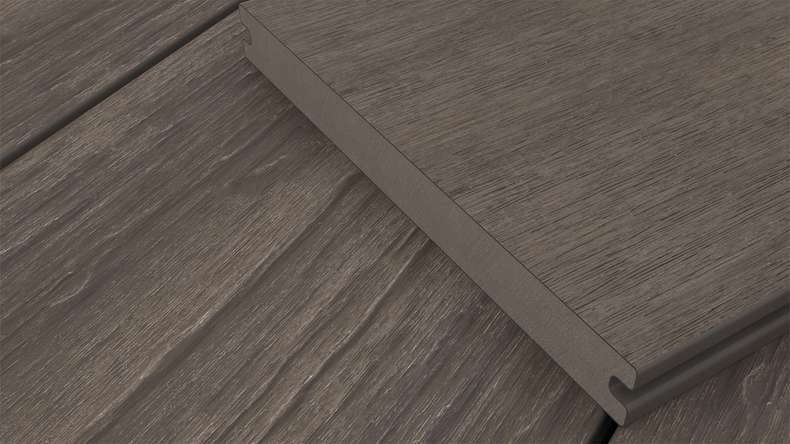planeo MAXLine Antique - Decking XL rivestito in WPC CoEx massiccio - marrone scuro 3m rustico testurizzato/liscio spazzolato