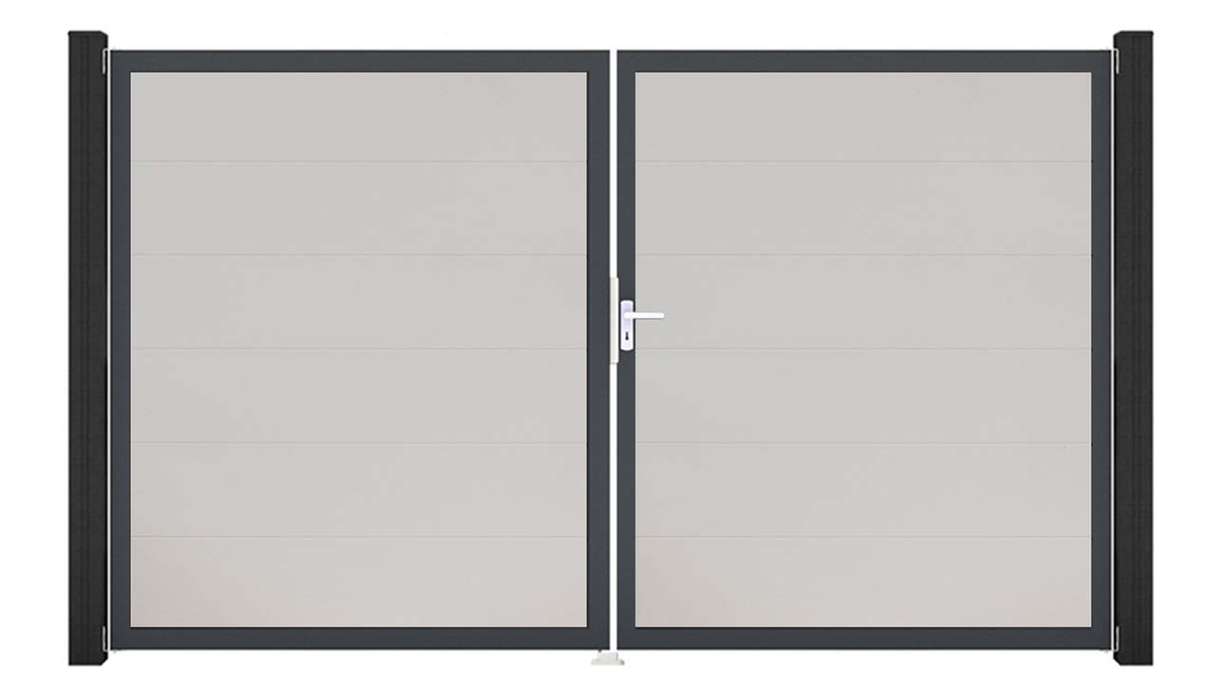 planeo Gardence Simply - PVC-Tor 2-flügelig Weiss mit Alurahmen