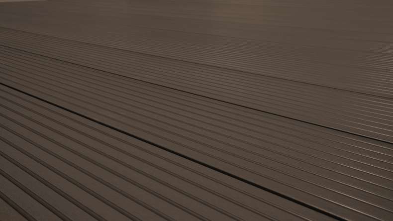 planeo Kit complet TitanWood 5m de structure en lames creuses rainurées brun foncé 55,5m² incl. Alu-UK