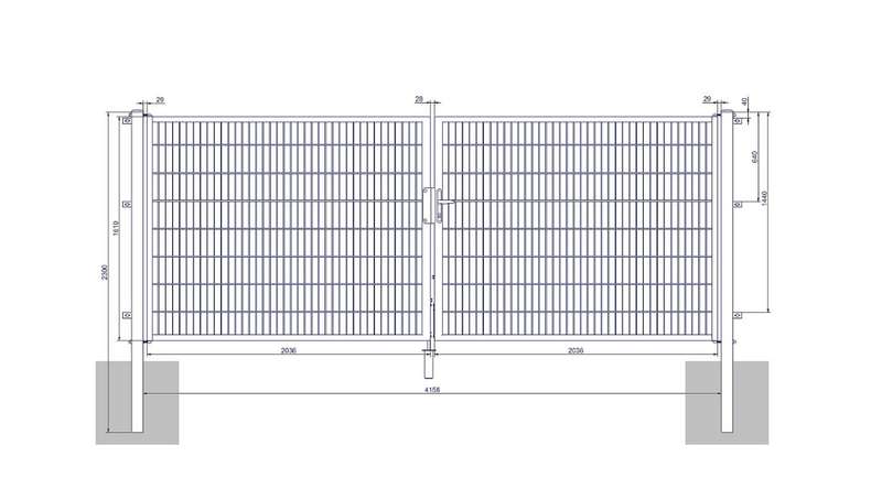 planeo Universaltor medium 2-flg. Anthrazit H 1600 x B 4158 mm inkl. Torpfosten
