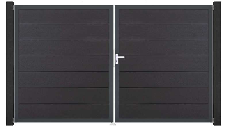 planeo Gardence Strong XL - Porta BPC - DIN Destro 2 ante Grigio antracite con telaio in alluminio antracite