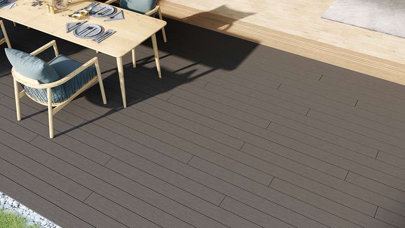 planeo LineWood WPC Pannello per decking solido - Grigio chiaro 3m scanalato/scanalato