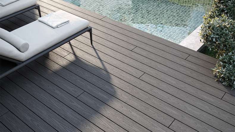 planeo CoEXWood WPC-Terrasse Komplett-Set Massivdiele - Anthrazitgrau/Graubraun strukturiert