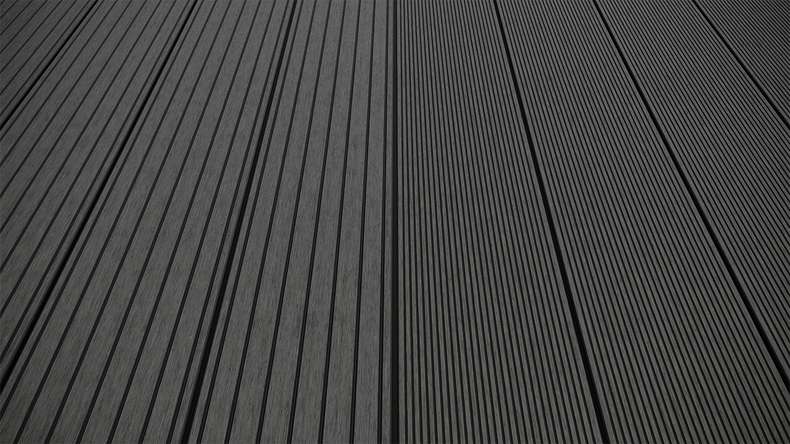 planeo LineWood WPC Terrassendiele Massiv - Dunkelgrau 3m gerillt/genutet