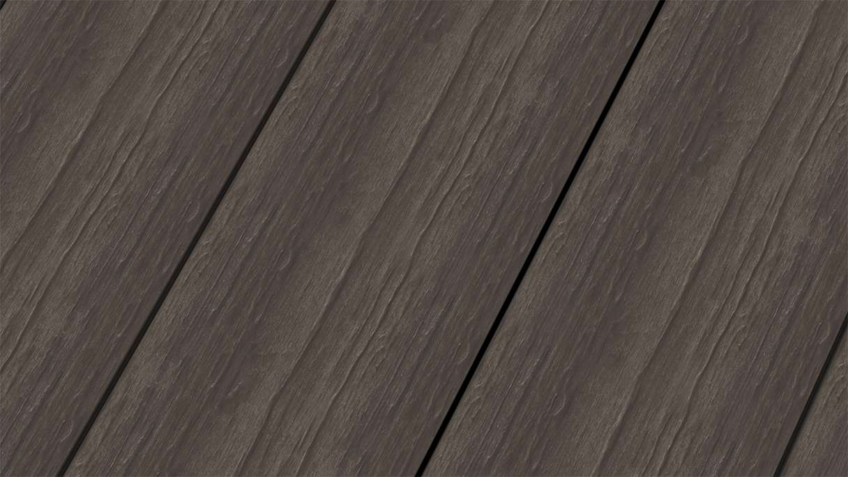 planeo MAXLine Antik - Planche de terrasse WPC CoEx gainée XL massif - brun foncé 3m rustique structuré/lisse brossé