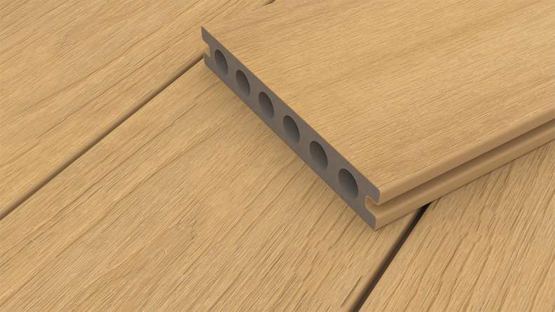 planeo WOODLine Nature - 3m WPC CoEx ummantelte Terrassendiele Verbundprofil leicht - Sand strukturiert/glatt gebürstet