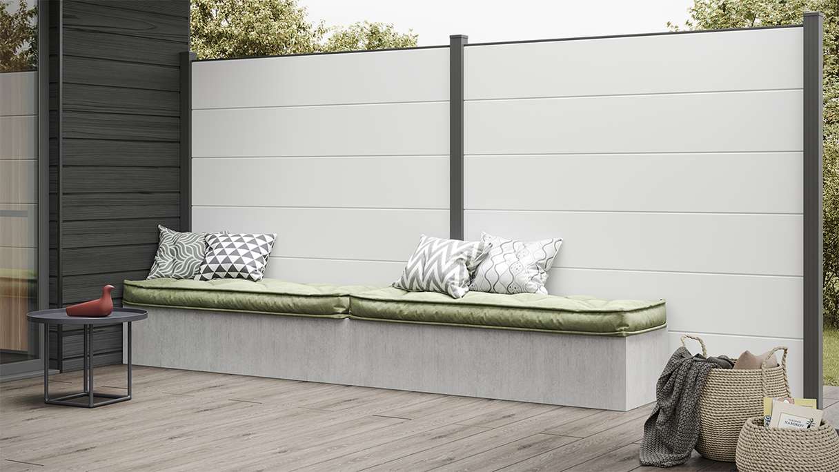planeo Gardence Simply - PVC-Steckzaun Quadratisch Weiss 180 x 180 cm