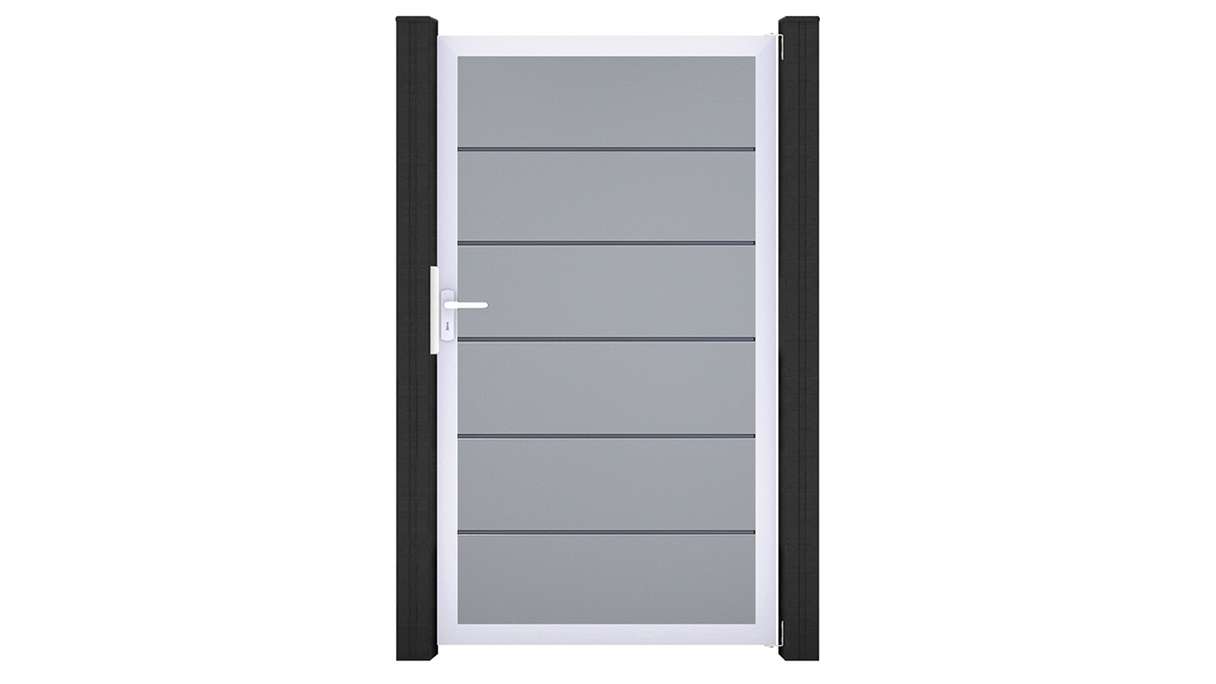 planeo Gardence Simply Premium - PVC-Universaltor Silbergrau mit Alu-Rahmen 100 x 180 cm