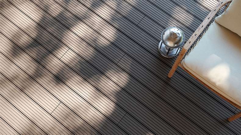 planeo LineWood WPC Pannello per decking solido - Grigio chiaro 3m scanalato/scanalato