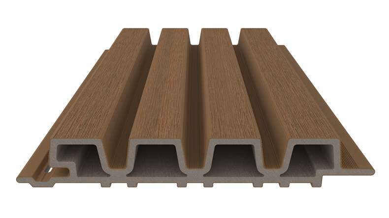 planeo LINEA Slim - Bardage de façade en WPC CoEx « Burma Teak » 2900 x 215 mm