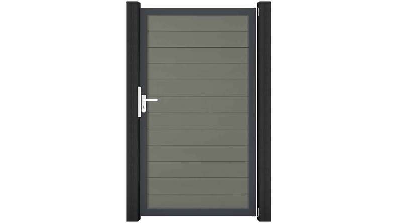 planeo Gardence Strong - Porte composite universelle 2 vantaux Gris avec cadre aluminium Anthracite 100x180x4cm