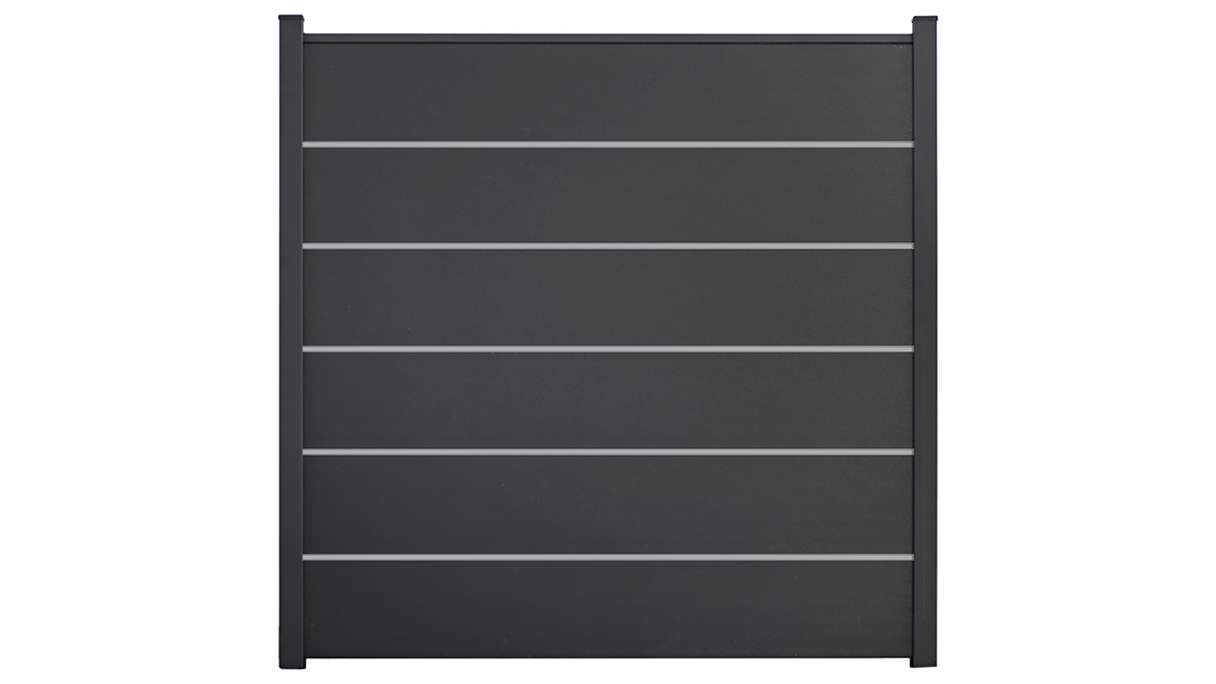 planeo Gardence Simply Premium - PVC-Steckzaun Anthrazitgrau mit Lisenen in Anthrazit 180 x 180 cm