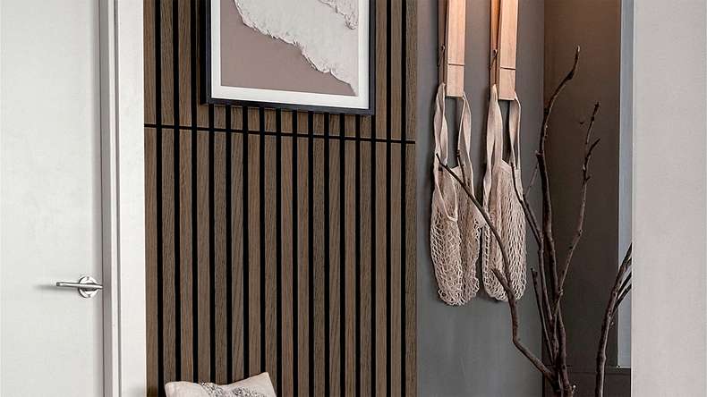 Pannelli acustici Skaben SilentWall Compact - rovere scuro - 244 x 30,5 cm