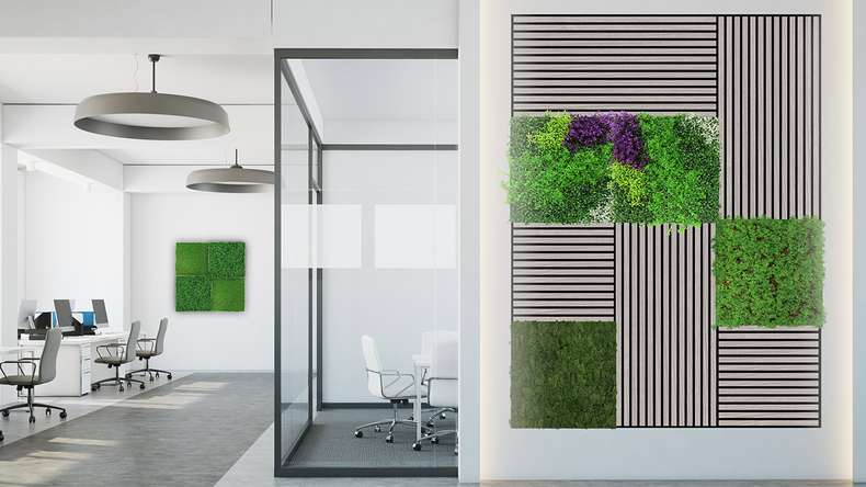 pannello acustico planeo - MixWall Leaf Mood Violet Mixed Flora 52 x 52 cm | pianta artificiale (PLMW-61111)