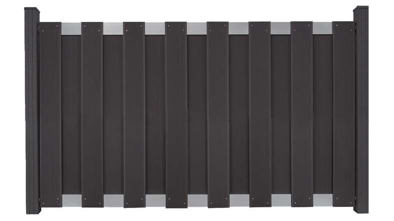 planeo Gardence Premade - BPC recinzione da giardino anteriore antracite con traversa EV1 argento 180 x 90 cm