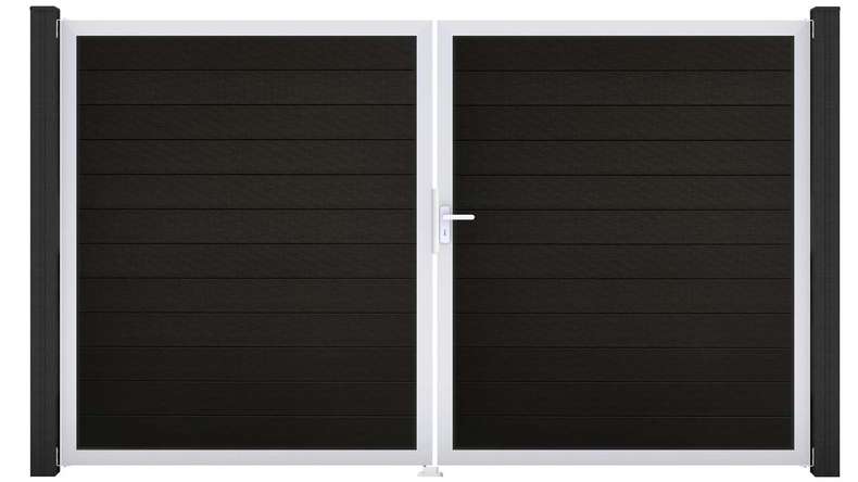 planeo Gardence Strong - Cancello BPC - a 2 ante, nero co-ex con telaio in alluminio 