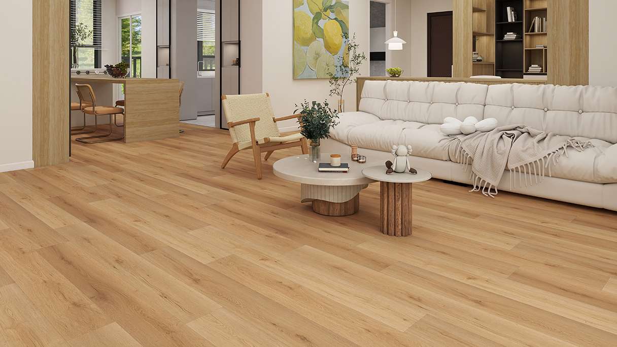 planeo Vinile rigido a incastro - SolutionX 2in1 BigSize Belle Oak, listello XL da 1,83 m | Isolamento acustico integrato (ECF-BS-86)