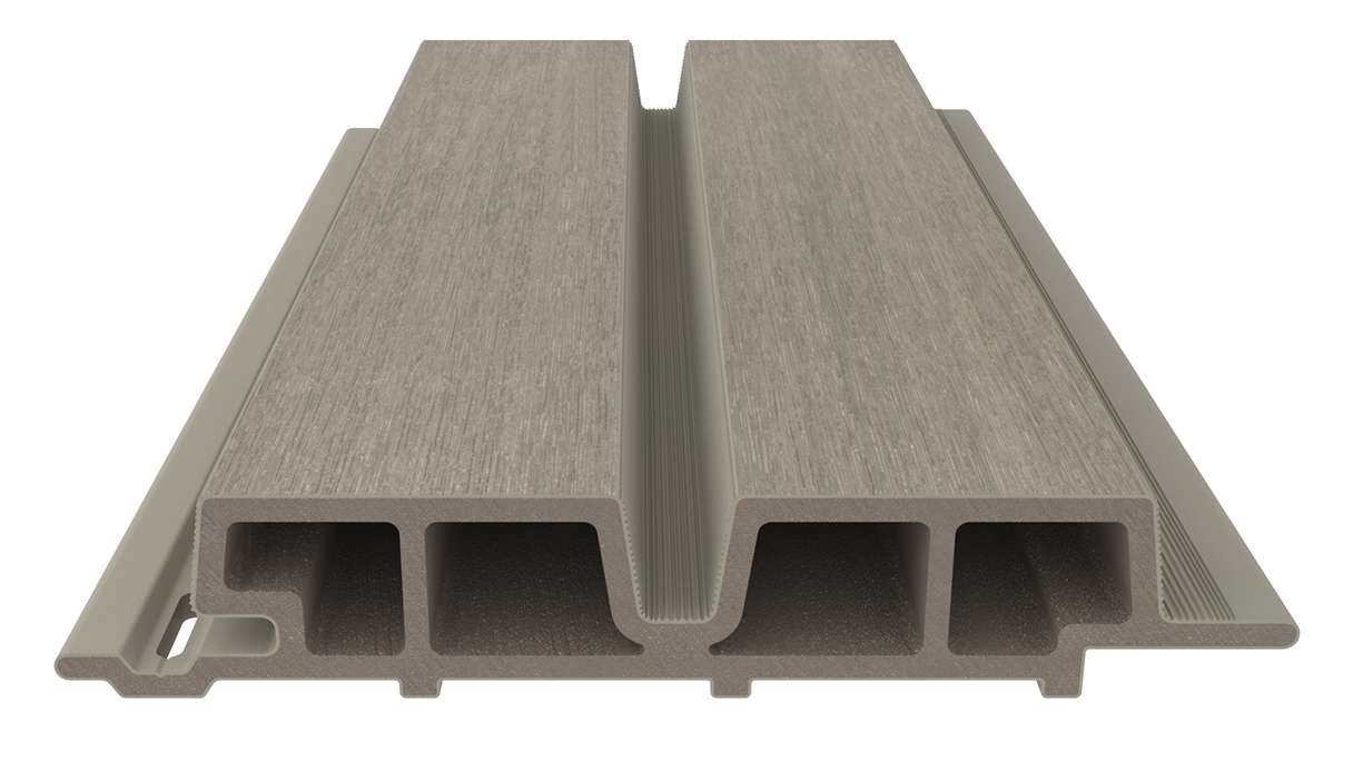 planeo LINEA Wide - Bardage de façade en WPC CoEx, gris clair, 2900 x 181 mm