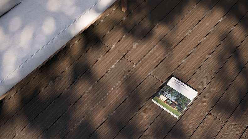 planeo AntikWood Lame de terrasse WPC massif - brun 4.2m vieilli à l'ancienne
