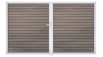 planeo Gardence Trendy - Portail BPC en losange - 2 vantaux, bicolore, co-extrudé, avec cadre en aluminium