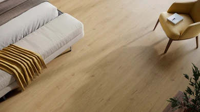planeo Vinile rigido a incastro - HOMEtec Pro 50 IXPE Rovere sabbia calda | Isolamento acustico integrato (RP-E50-5)