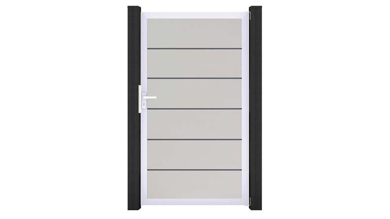 planeo Gardence Simply Premium - Porta universale in PVC bianco con telaio in alluminio argento | EV1 100 x 180 cm