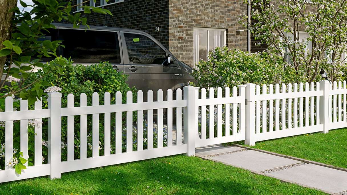 planeo Privara - PVC Steckzaun Vorgartenzaun Weiß - UV-Beständig | 180 x 80 cm