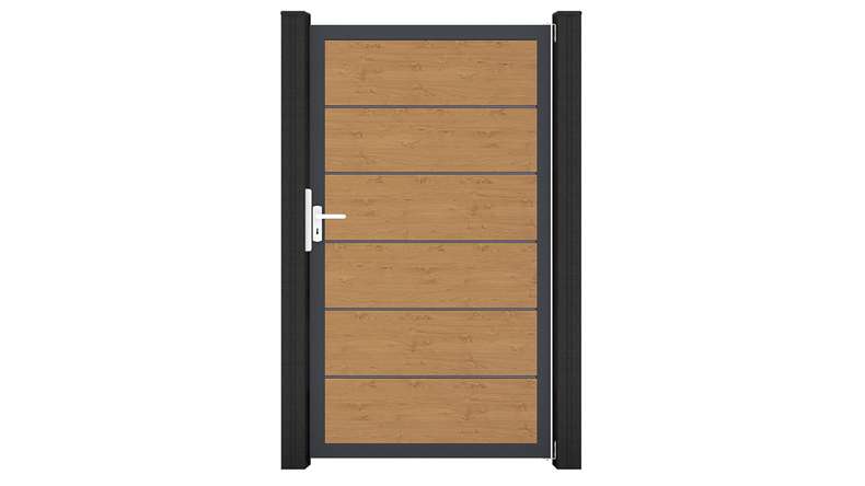 planeo Gardence Simply Premium - PVC-Universaltor Asteiche Natur mit Alu-Rahmen 100 x 180 cm