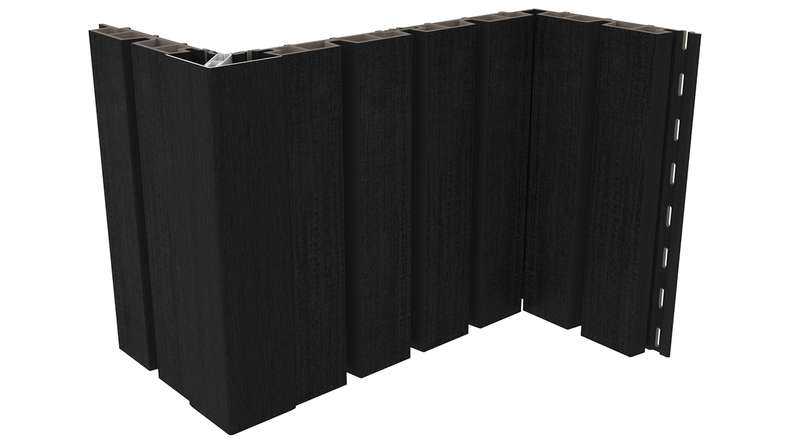 planeo LINEA Wide - Revêtement de façade en WPC CoEx, noir, 2900 x 181 mm