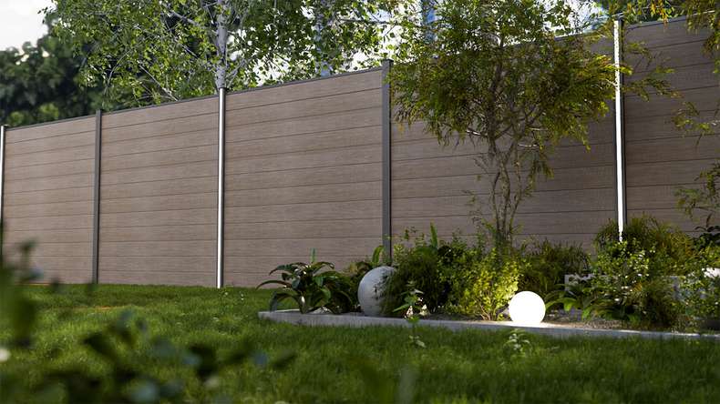 planeo Gardence Simply Small - recinzione a innesto in PVC Monument Oak 180 x 180 cm
