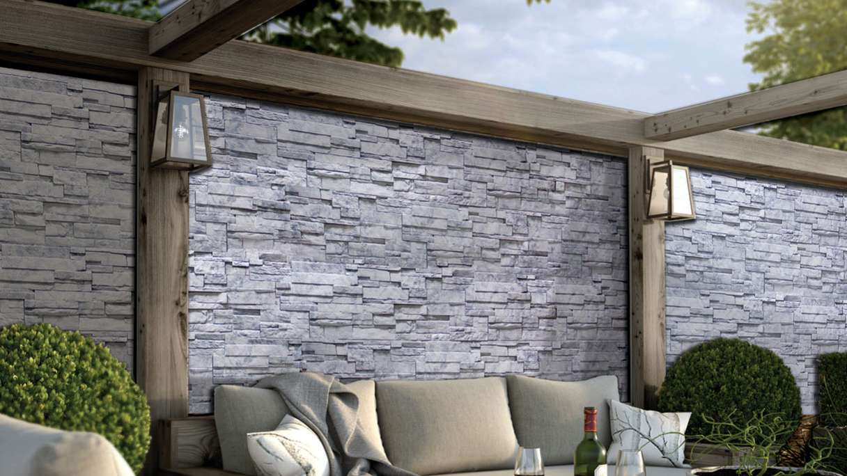 planeo rivestimento murale Novistone DS pietra laminata Carrara Collection Grigio - 1054 x 334 mm