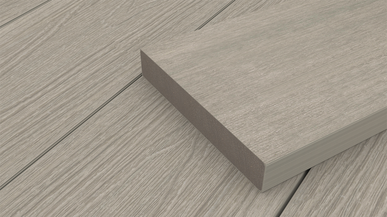 planeo UNIDeck - Listello per terrazza rivestito in WPC CoEx, grigio chiaro, 3 m - strutturato/liscio spazzolato