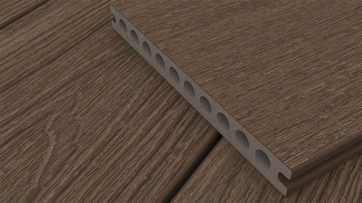 planeo MAXLine Nature - WPC CoEx lame de terrasse XL gainée chambre creuse - Ipe brun 3m structuré/lisse brossé