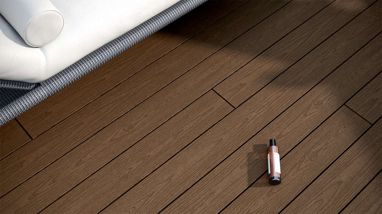 planeo CoEXWood WPC Terrassendiele Massiv ummantelt - Hellbraun/Dunkelbraun 3m strukturiert