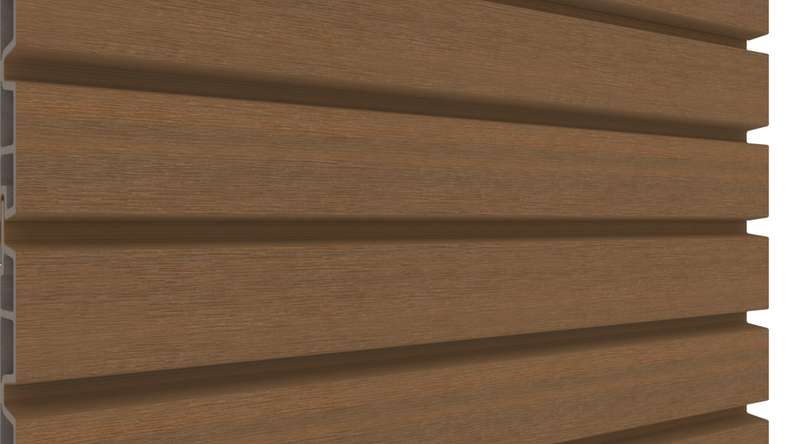 planeo LINEA Wide - Bardage de façade en WPC CoEx « Burma Teak » 2900 x 181 mm