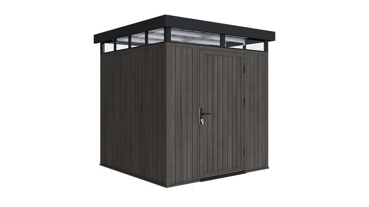 planeo WPC CoEx Flachdach Gartenhaus S - Dunkelgrau 208 x 200 x 226.5 cm