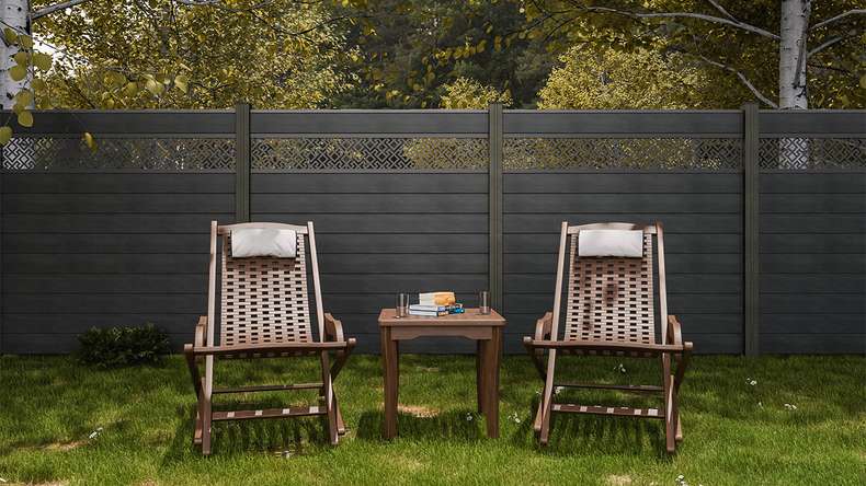 planeo Gardence Strong - BPC-Steckzaun Abstract Steingrau co-ex 180 x 180 cm