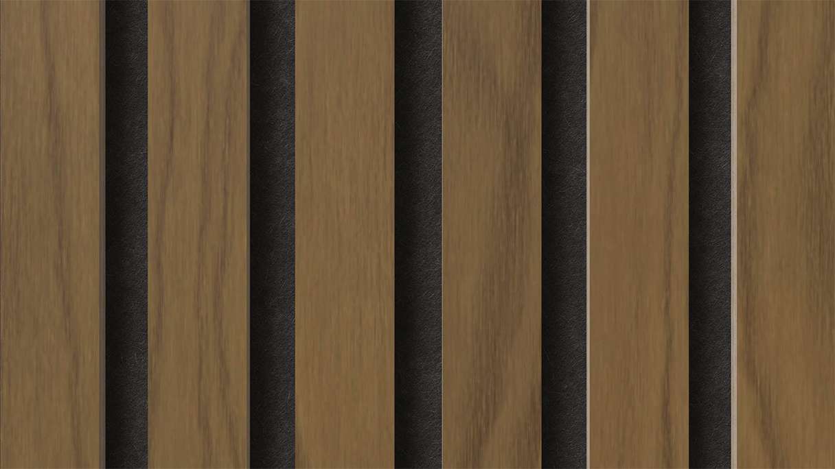 planeo Akustikpaneele - Walnuss 2480 x 600 x 21.5 mm | schwer entflammbar Brandschutz Klasse B