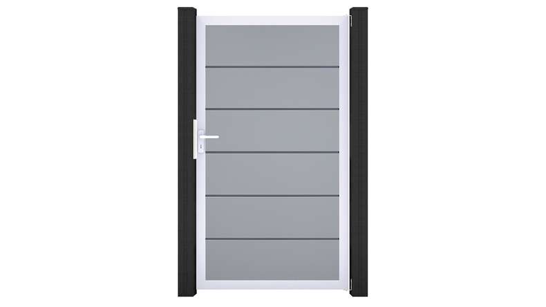 planeo Gardence Simply Premium - Porta universale in PVC grigio argento con telaio in alluminio argento | EV1 100 x 180 cm