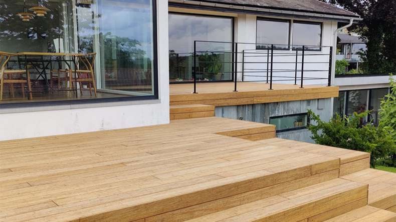 decking in legno planeo - sabbia di bambù 20 x 140 x 2200 mm liscia/francese