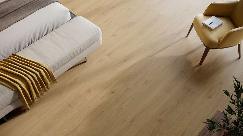 planeo Vinyle à clic rigide - HOMEtec Pro 50 IXPE Warm Sand Oak | Isolation phonique intégrée (RP-E50-5)