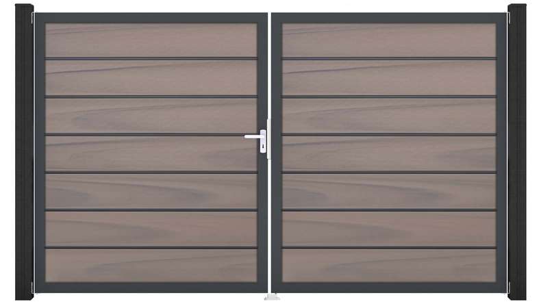 planeo Gardence Deluxe - Porte composite DIN gauche 2 vantaux Bi-Color co-ex avec cadre alu Anthracite